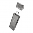 Переходник/Адаптер/Картридер HOCO HB39 2 в 1 USB (m) / Type-C (m) - TF/SD, серый металл