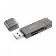 Переходник/Адаптер/Картридер HOCO HB39 2 в 1 USB (m) / Type-C (m) - TF/SD, серый металл