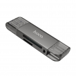 Переходник/Адаптер/Картридер HOCO HB39 2 в 1 USB (m) / Type-C (m) - TF/SD, серый металл