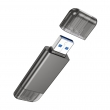 Переходник/Адаптер/Картридер HOCO HB39 2 в 1 USB (m) / Type-C (m) - TF/SD, серый металл