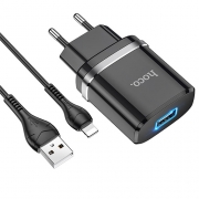 HOCO  N1 Ardent single port charger set(for Lightning)(EU) black				