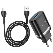 HOCO  N1 Ardent single port charger set(for Micro)(EU) black		