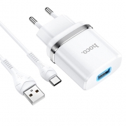 HOCO  N1 Ardent single port charger set(for Type-C)(EU) white	