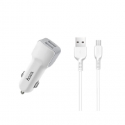 HOCO  Z23 grand style dual-port car charger set with Micro cable white