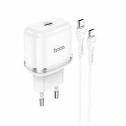 HOCO N24 Victorious singl port PD20W Charger set (Type-c to Tyoe-c) (EU) White