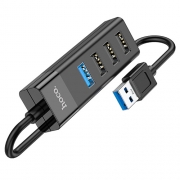 Hoco HB25 Easy mix 4-in-1 converter(USB to USB3.0+USB2.0*3) black