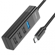 Hoco HB25 Easy mix 4-in-1 converter(Type-C to USB3.0+USB2.0*3) black