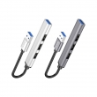 USB HUB разветвитель HOCO HB26 4 в 1 USB3.0 (m) - USB3.0 (f) + 3xUSB2.0 (f), серый металлик