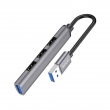 USB HUB разветвитель HOCO HB26 4 в 1 USB3.0 (m) - USB3.0 (f) + 3xUSB2.0 (f), серый металлик
