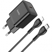 Hoco N27 Innovative single port PD20W charger set (C to ip)(EU)Black