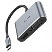 Hoco HB30 Eco type-c multifunction converter (HDTV+VGA+USB3.0+PD)metal gray