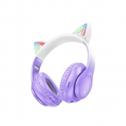 Наушники беспроводные с ушками Hoco W42 Cat ears BT purple grape