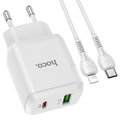 HOCO N5 Favor dual port PD20W+QC3.0 charger set(Type-C TO Lightning)(EU) white		