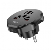 Сетевой переходник адаптер для евророзетки Hoco AC6 10А 250В черный