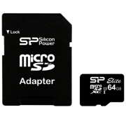 Silicon Power ELITE microSDXC 64GB UHS Class 1 Class 10 + SD adapter