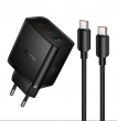 Сетевое зарядное устройство Hoco N75 Grande 65W (2×Type-C + USB-A) с кабелем Type-C – Type-C