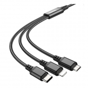 Кабель HOCO X76 3-in-1 Super charging (iP+Type-C+Micro) black