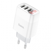 HOCO C93A Easy Charge 3-port digital display Charger (EU) White						