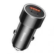 Автомобильное зарядное устройство Baseus Small Screw Type-C PD+USB Quick Charge Car Charger 36W black