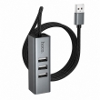 USB-концентратор Hoco HB1D 4 в 1, хаб 3xUSB 2.0, RJ45 Ethernet LAN серый