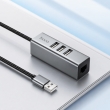 USB-концентратор Hoco HB1D 4 в 1, хаб 3xUSB 2.0, RJ45 Ethernet LAN серый