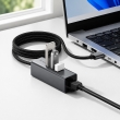 USB-концентратор Hoco HB1D 4 в 1, хаб 3xUSB 2.0, RJ45 Ethernet LAN серый