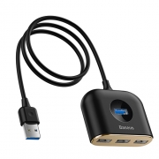 Baseus Square Round 4in1 USB HUB Adapter USB 3.0 - USB 3xUSB 2.0 1m Black