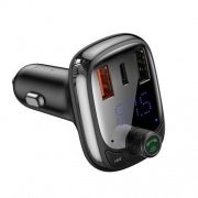 Автомобильное зарядное устройство Baseus T typed Wireless MP3 charger with car holder PPS Quick Charger Black CCTM-B01